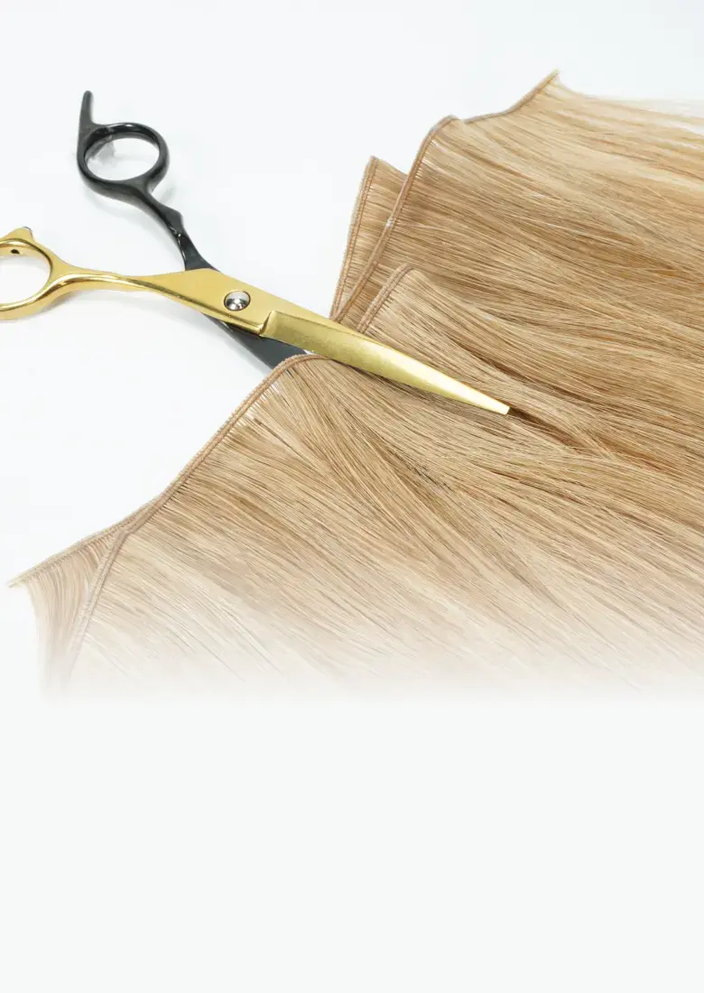 Two sets of Y TIP Hair Extensions, 7-Star Full Cuticle Remy Hair coiled up in a circle