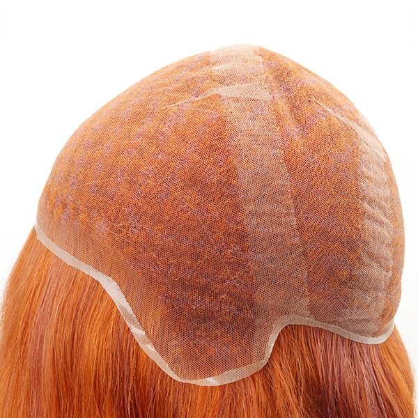 Red color full French lace no surgical hair wig system (3)