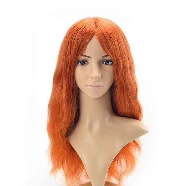 Red color full French lace no surgical hair wig system (4)