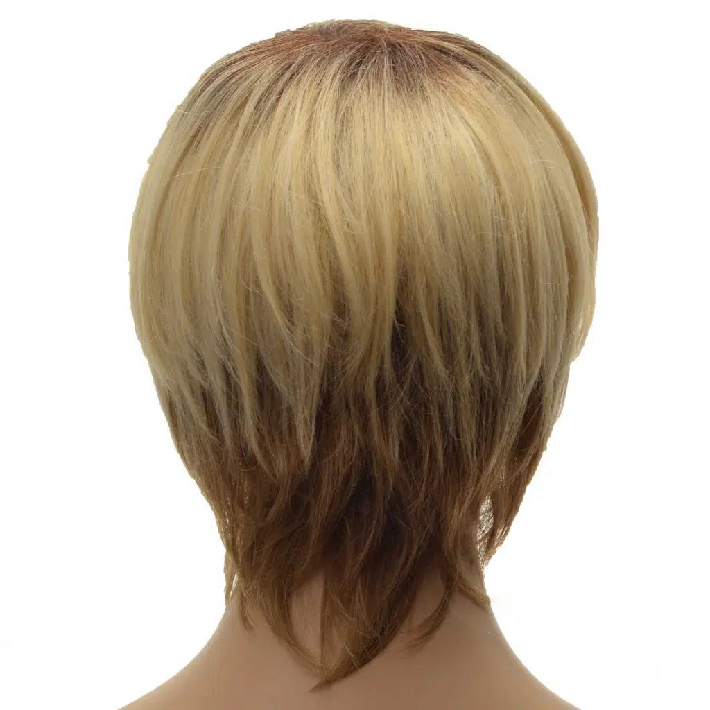 Perruque synthétique blonde et brune à encolure effilée Pixie Cut Ladies (3)