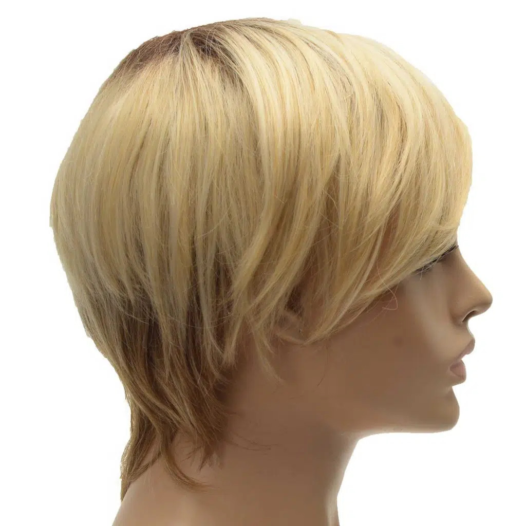 Perruque synthétique blonde et brune à encolure effilée Pixie Cut Ladies (4)