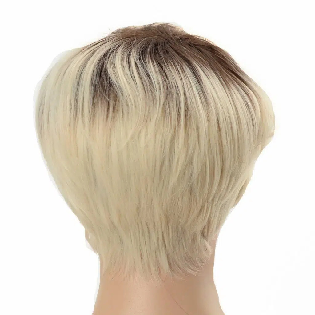 Perruque synthétique courte blonde platine Pixie Cut pour femme (3)