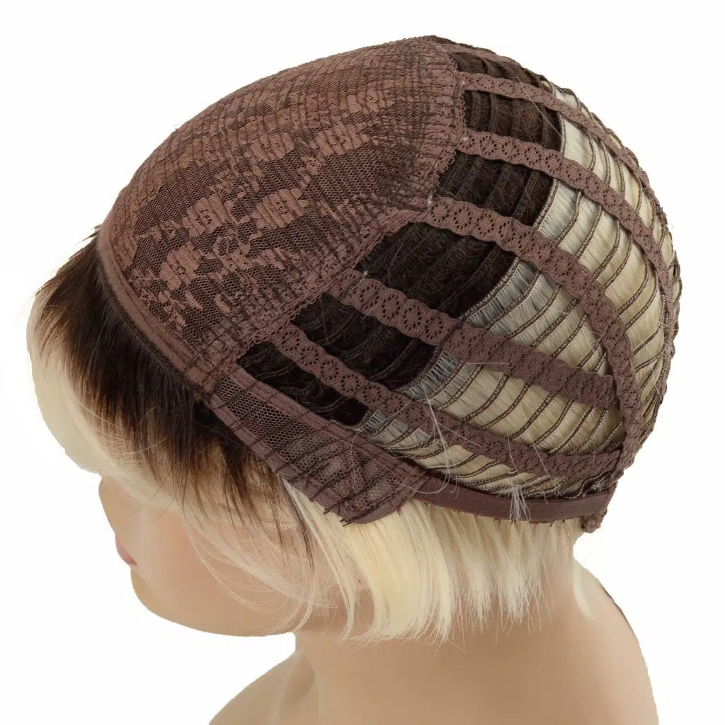 Perruque synthétique courte blonde platine Pixie Cut pour femme (5)