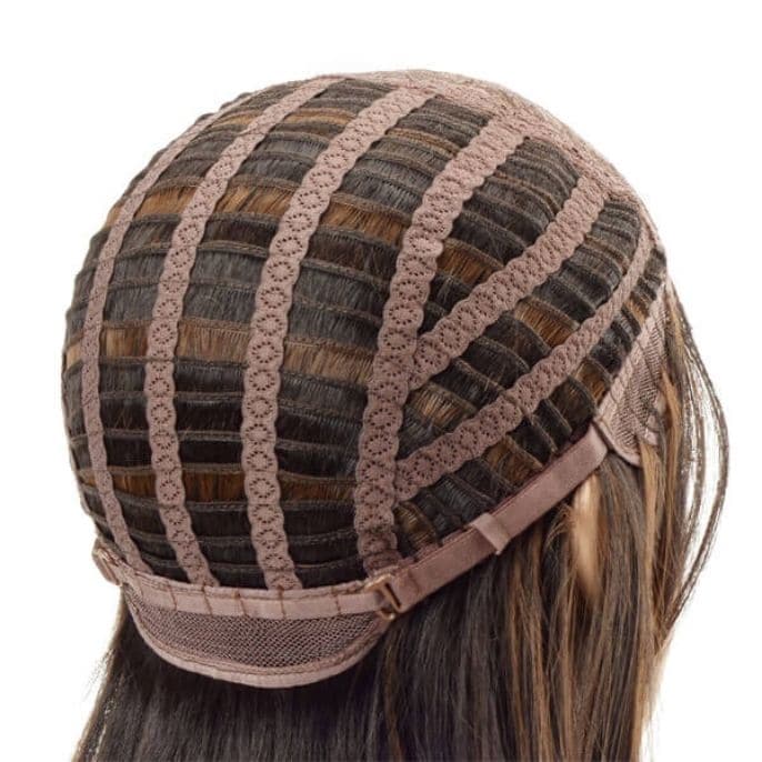 Cheveux foncés à reflets dorés - Perruque synthétique-1