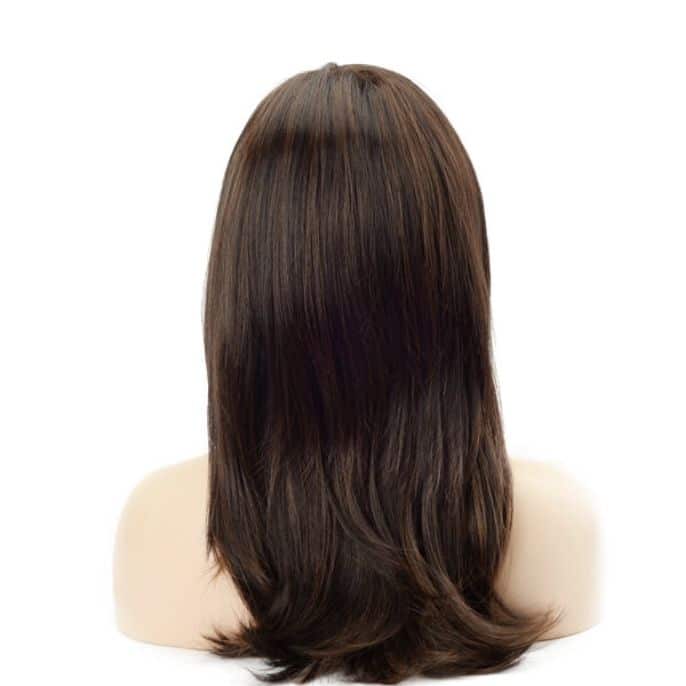 Cheveux foncés à reflets dorés - Perruque synthétique-3