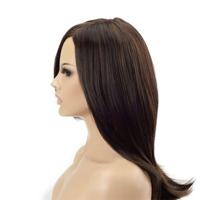 Cheveux foncés-avec-mèches-dorées-perruque-synthétique-6