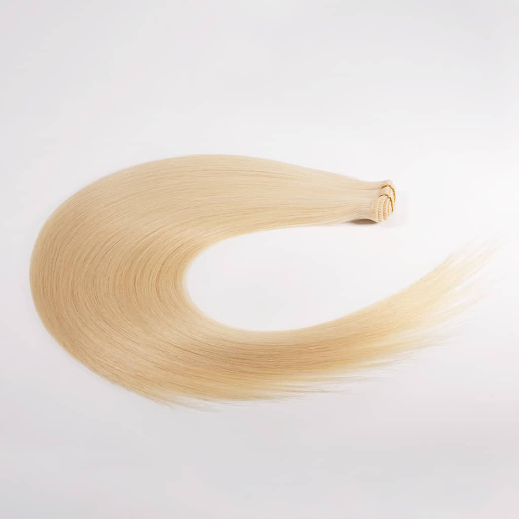Extensions de cheveux en mèches plates avec lignes de couture en cheveux blonds-613-4