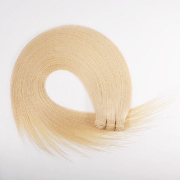 Flat-Weft-Hair-Extensions-with-Stitching-Lines-in-Blonde-Hair-613-6