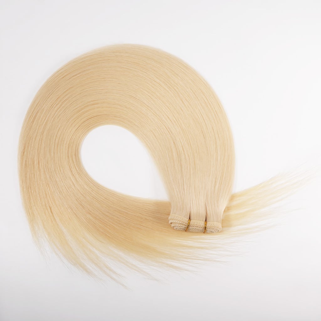 Extensions de cheveux en mèches plates avec lignes de couture en cheveux blonds-613-6