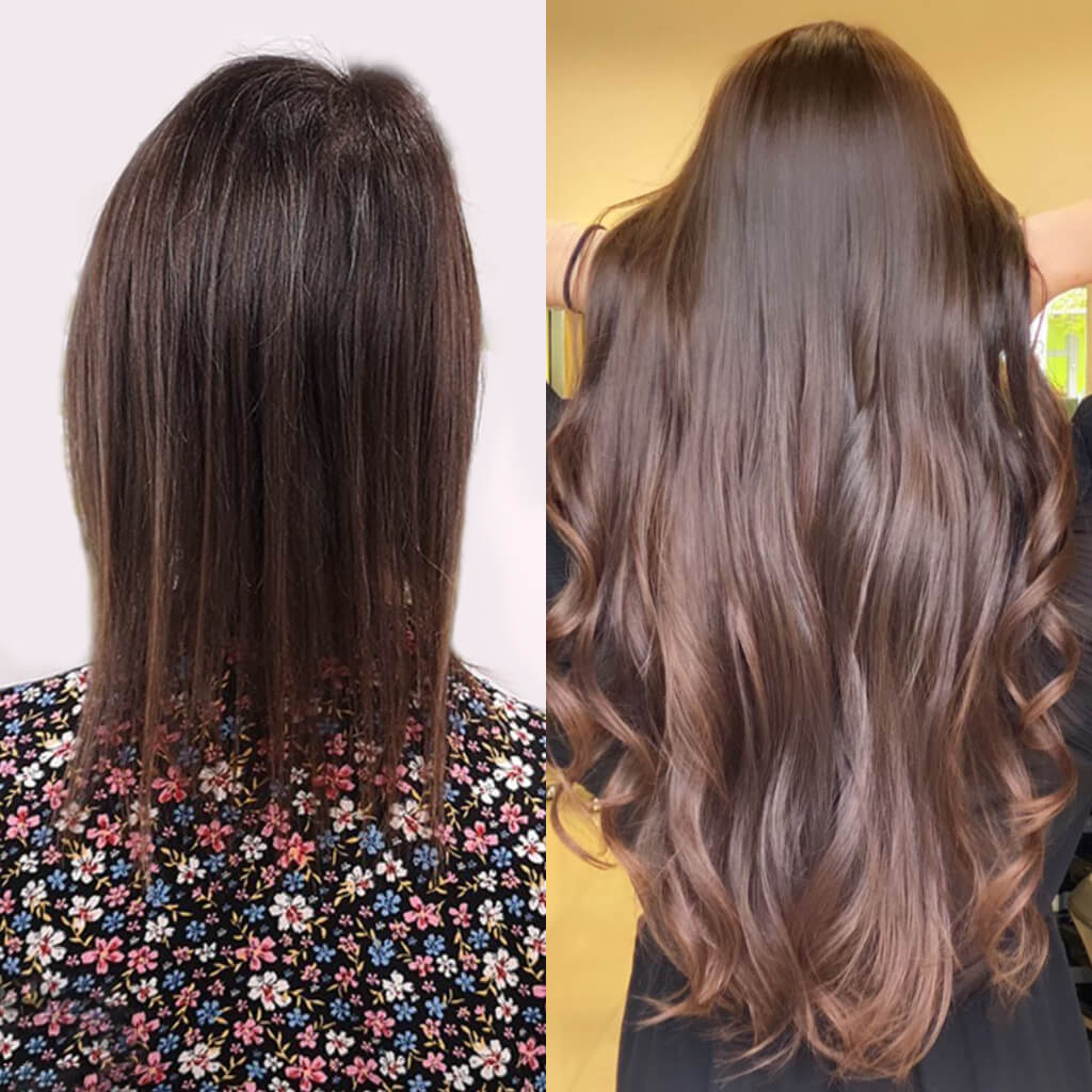 I-tip hair extensions before and after