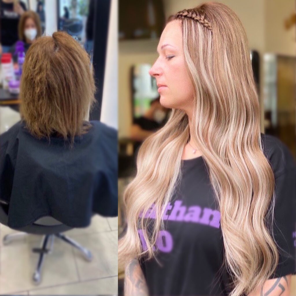 Nano-ring hair extensions before and after