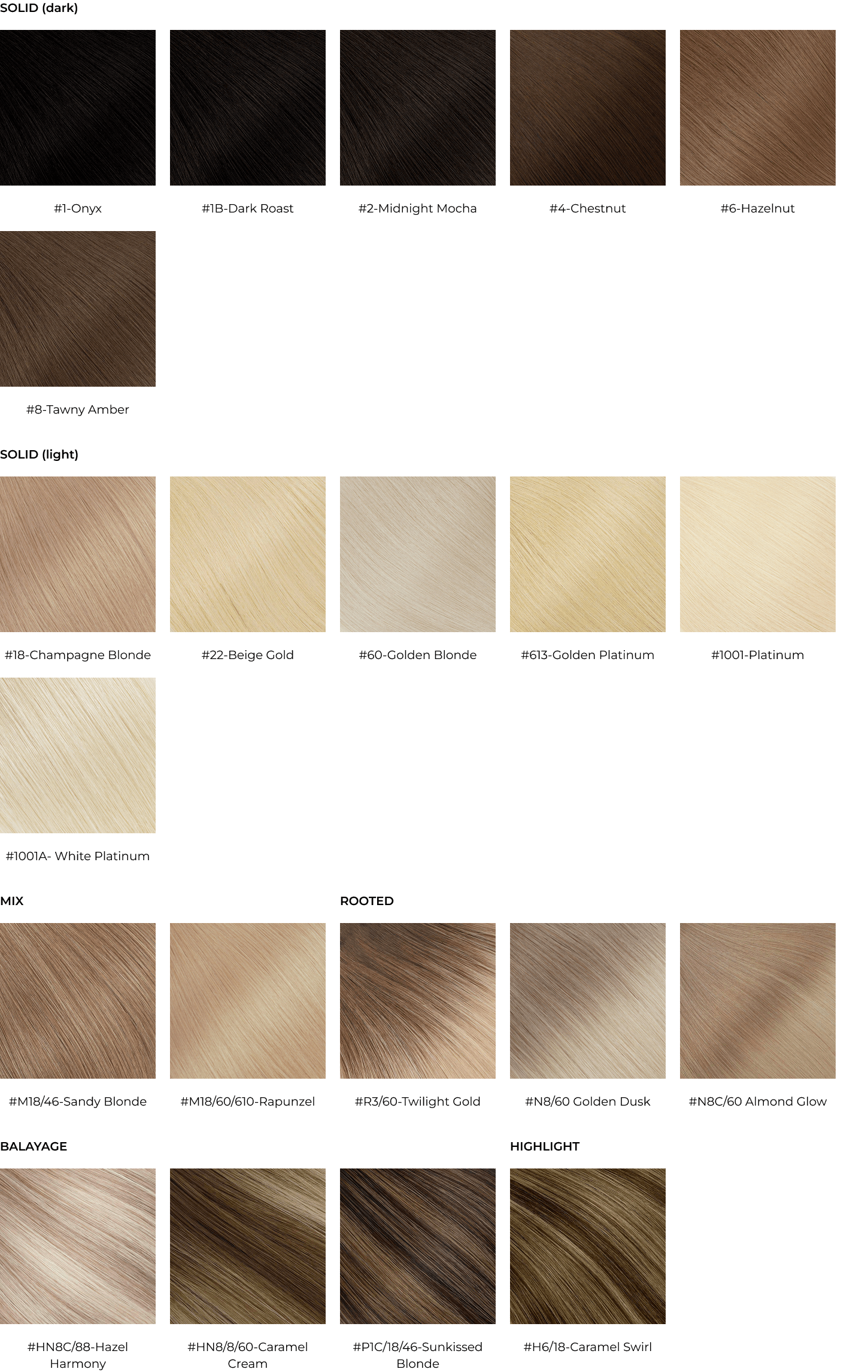Bronze Hair Color Chart