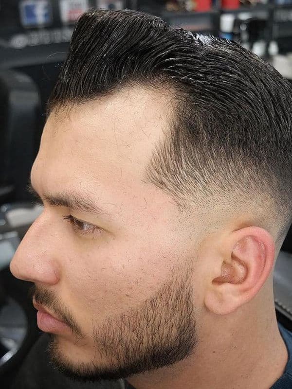 Styled-Up-Top-With-Low-Burst-Fade-for-men-with-receding-hairline