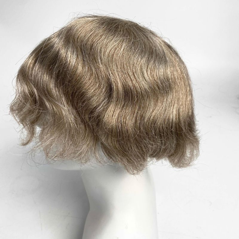 S17-Système de cheveux en lacet avec contour en PU
