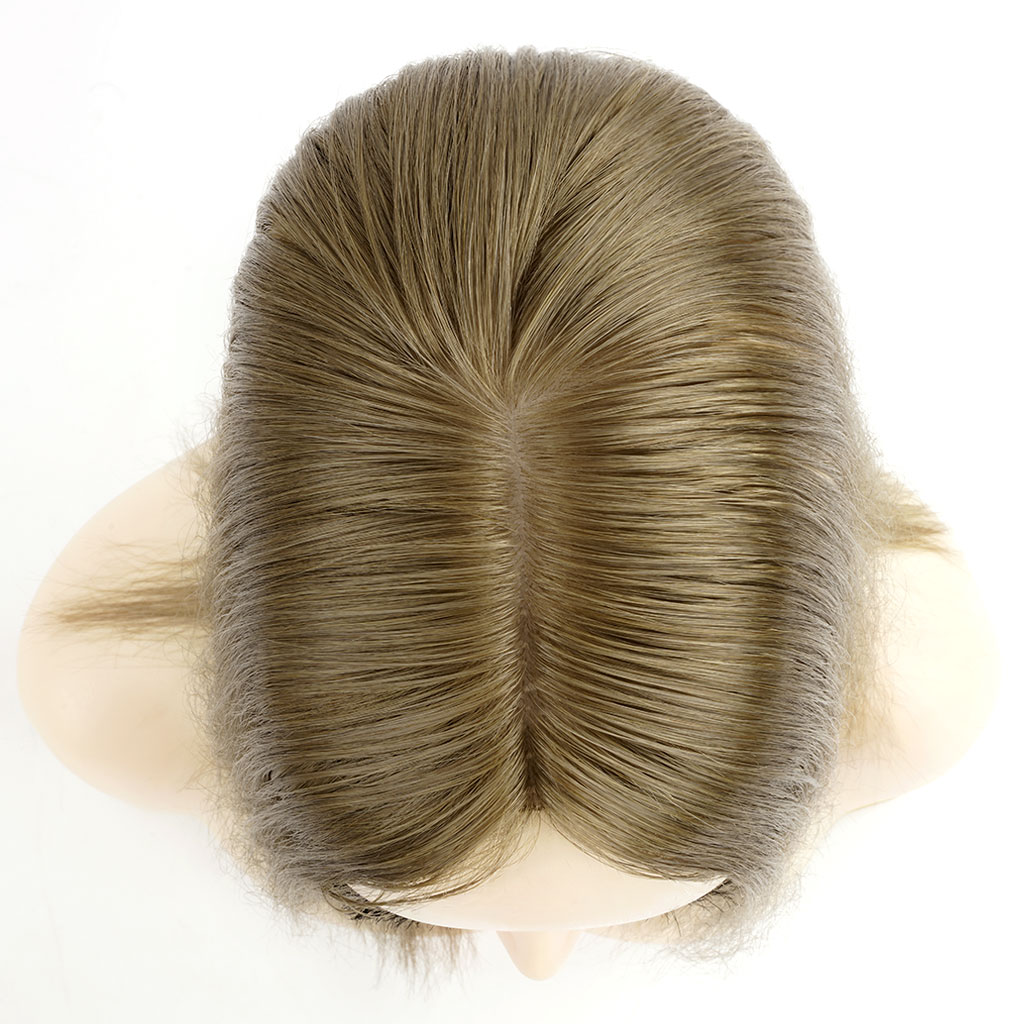 Un manichino donna che indossa un topper per capelli remy a cuticola piena PST914 nero (10)