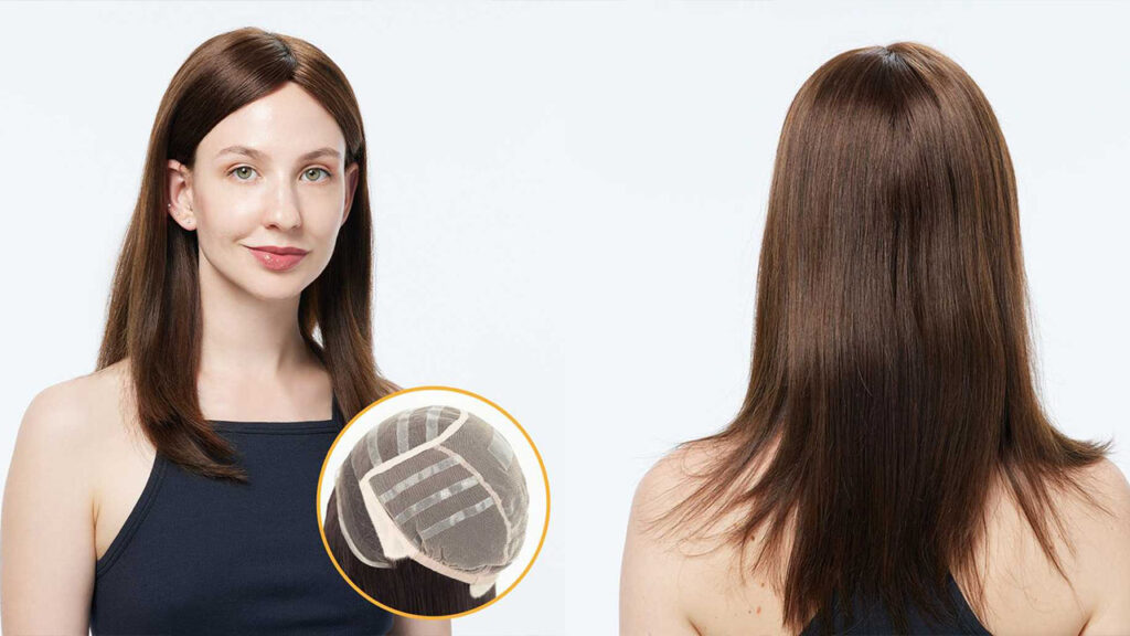 Our model showcasing Heather Medical Wigs