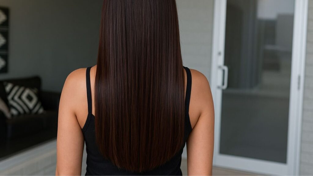 woman wearing Genius Weft Extensions 20"