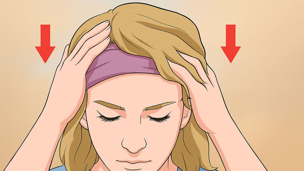 a woman putting her wig on