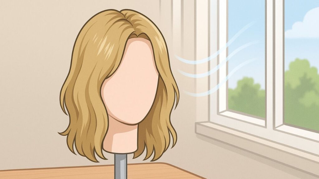Air drying the wig